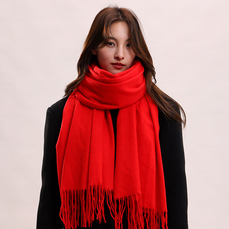 Women's Solid Color Winter Versatile High-grade Shawl Fashion Scarfs