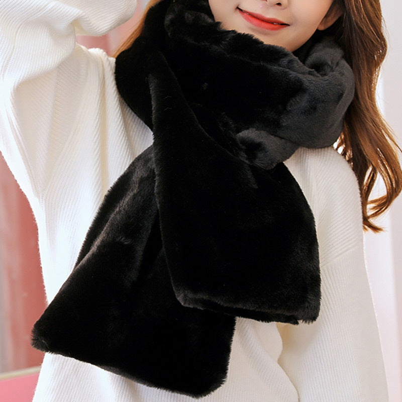 Women's Winter Plush Cross Thick Pure Color Scarfs