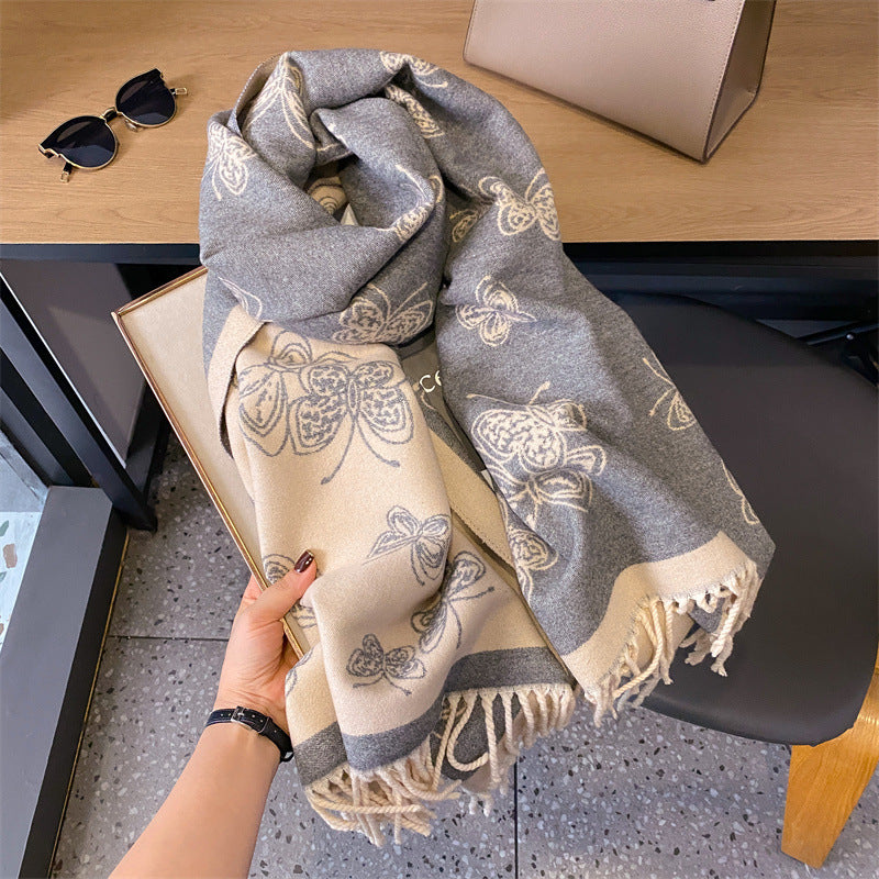 Women's Thickened Jacquard Winter Office Talma Outer Scarfs