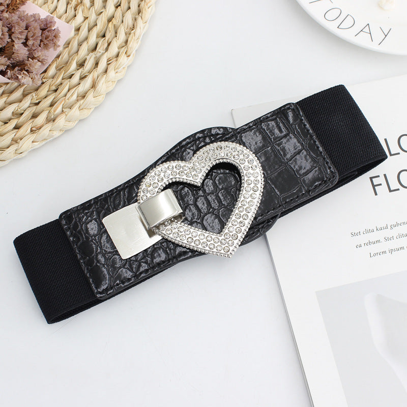 Women's Pair Of Buckles Elastic Waist Seal Fashion Dress Decoration Belts