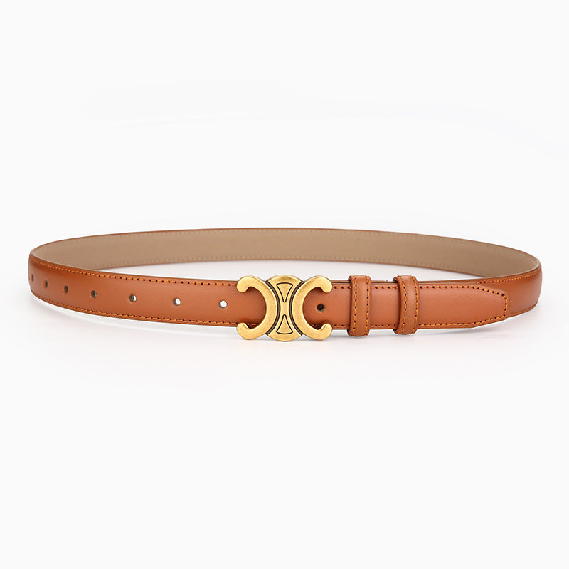 Women's Leather Decoration Slimming Versatile Niche With Belts