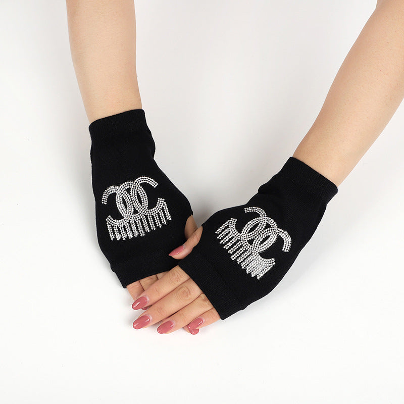 Women's & Men's Sailor Dance Open Finger Rivet Knitting Gloves