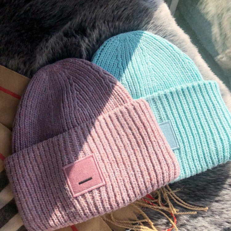 Square Smiling Face Hat Female Thickened Male Warm Hats & Caps