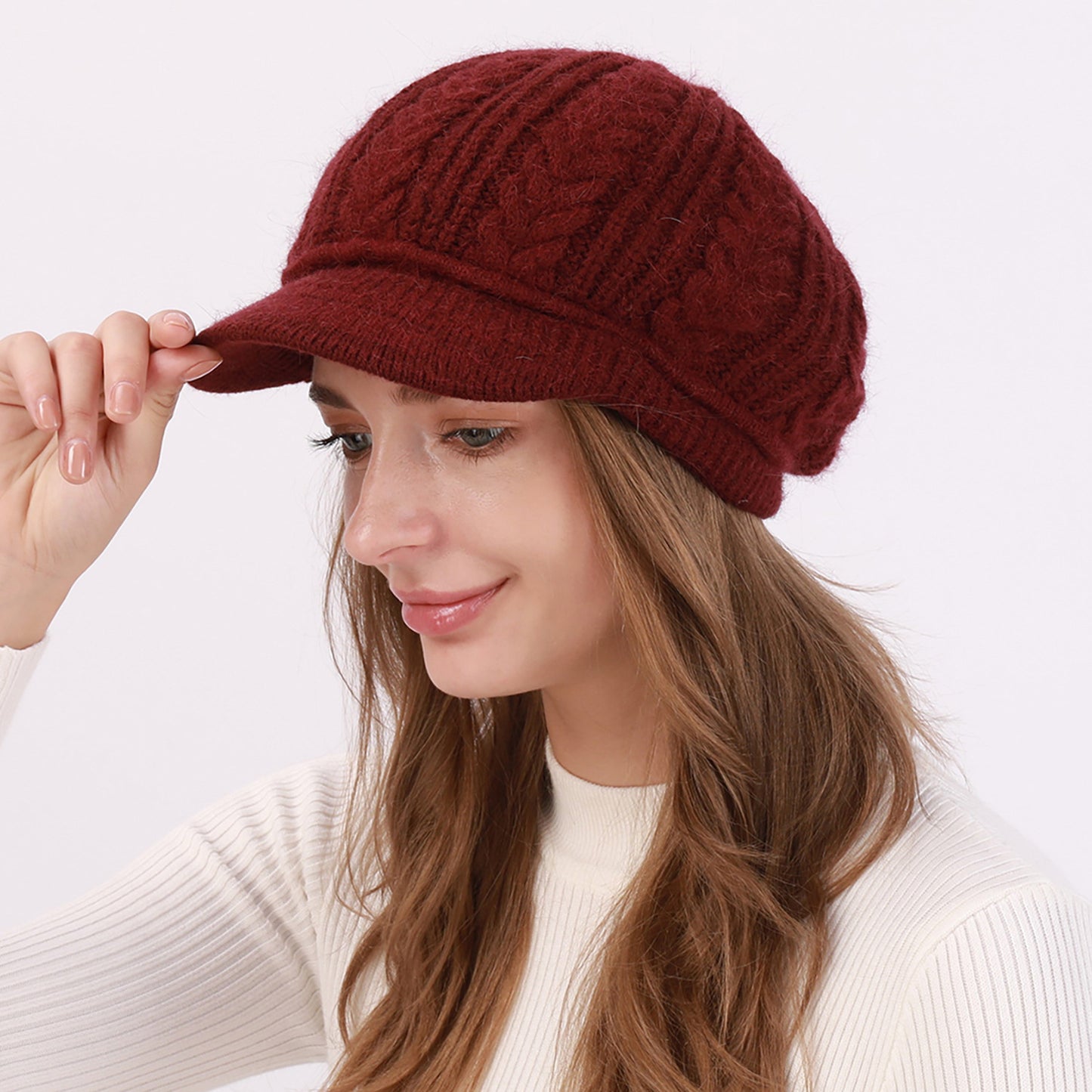 Women's Thick Wool Twisted Peaked Fashionable Warm Beret Hats & Caps