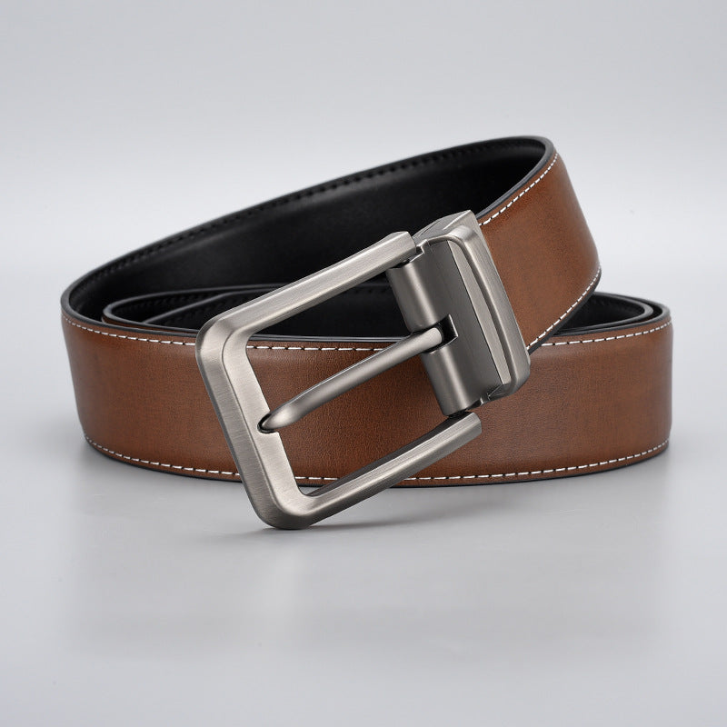 Men's Leather Business Rotating Alloy Pin Buckle Belts