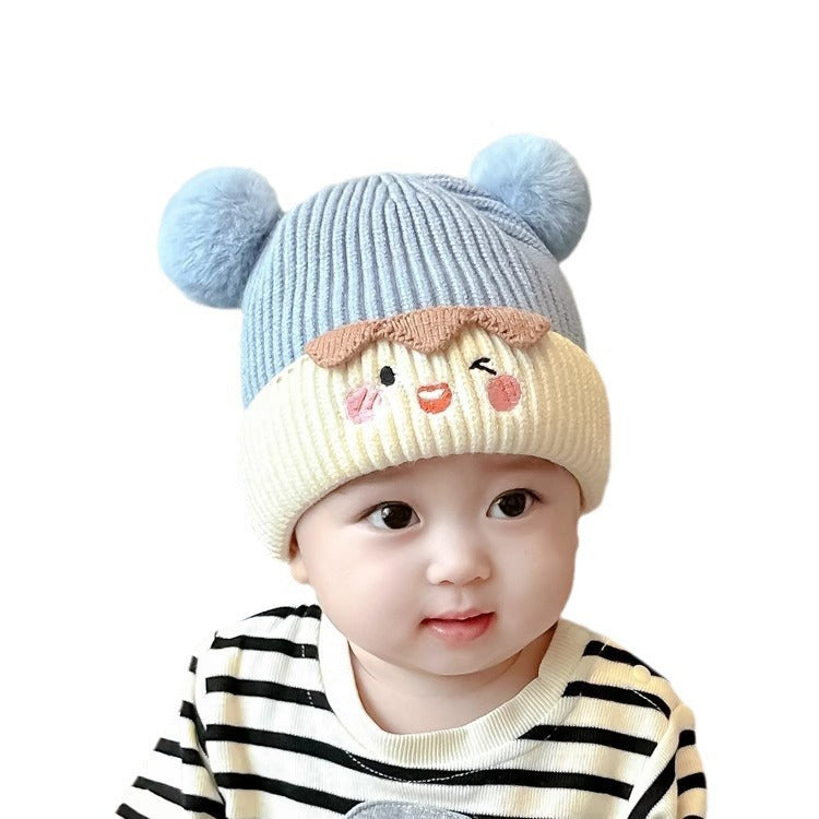 Women's & Men's Fur Ball Sleeve Infant Knitted Wool Thickened Kids' Headwear