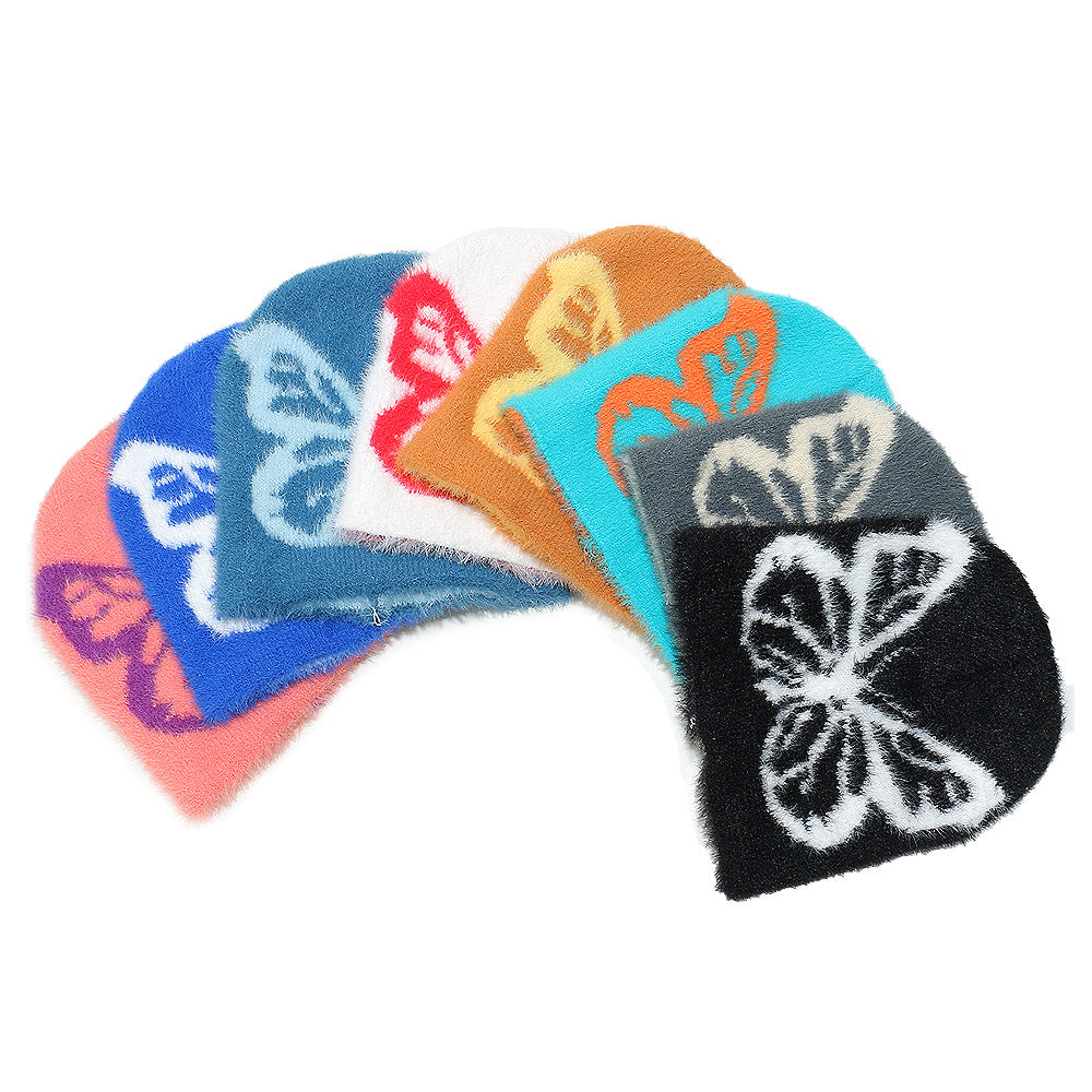 Women's Knitted Woolen Warm Ski Butterfly Jacquard Hats & Caps