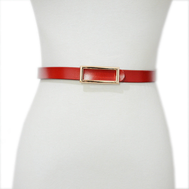 Women's Casual Simple Decorative Genuine Leather Square Buckle Belts