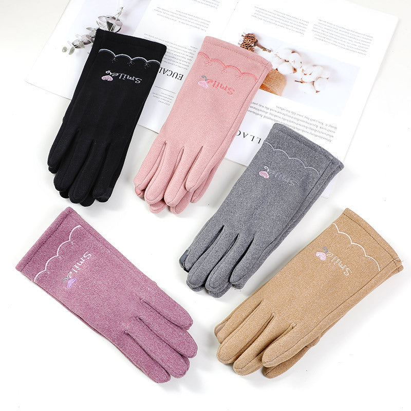 Women's Cycling Driving Touch Screen Fleece-lined Windproof Gloves