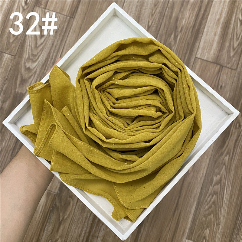 Women's Color Gold Sprinkling Chiffon Fashion Ethnic Scarfs