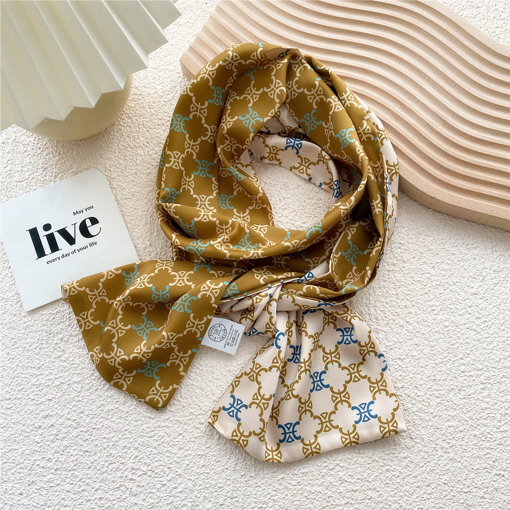 Women's Long Versatile Thin Decorative Ribbon Double-sided Scarfs