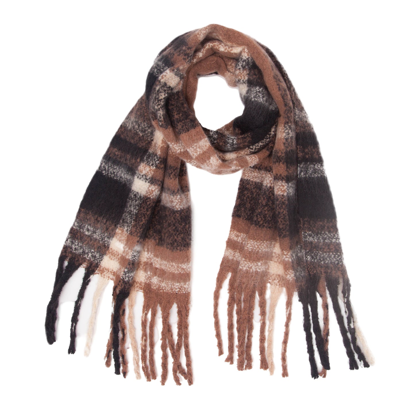 Women's Round Yarn Thickened Thick Tassel Plaid Scarfs