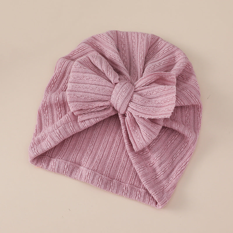 Children's Sleeve Windproof Warm Hat Jacquard Striped Kids' Headwear