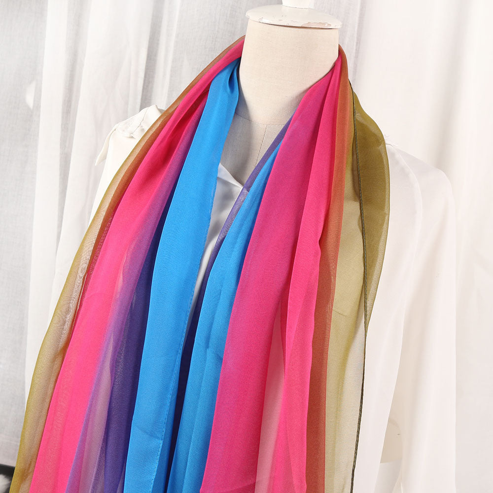 Women's Gradient Color Matching Vertical Soft Georgette Long Scarfs