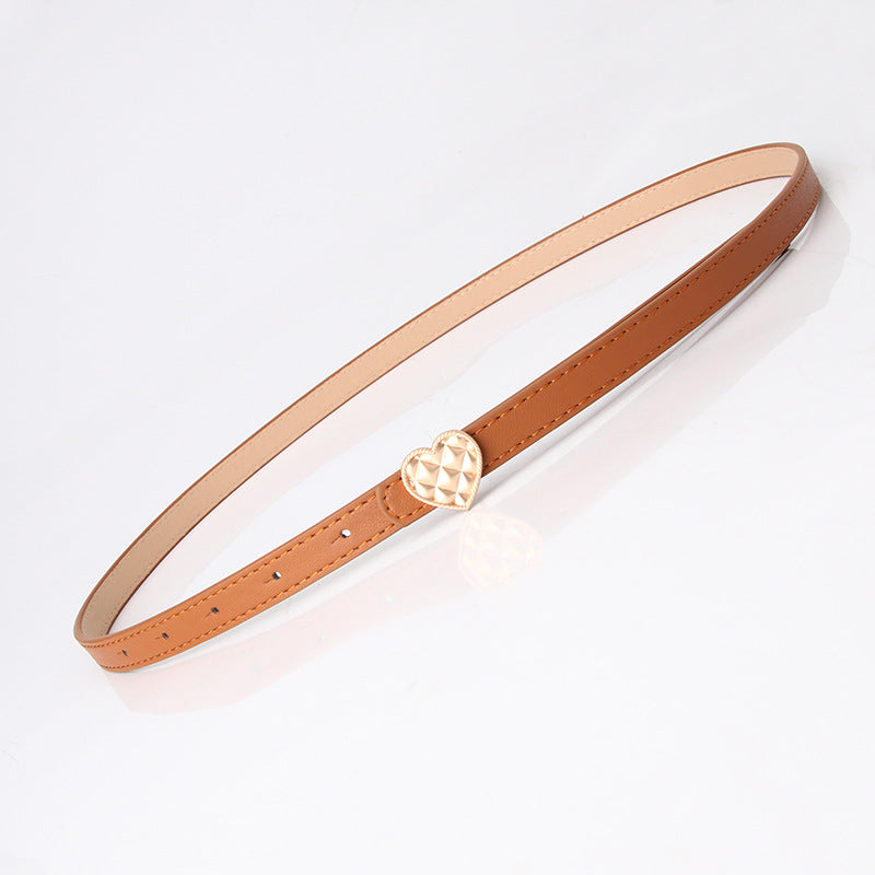 Women's Trend Personalized Thin Peach Heart Buckle Belts