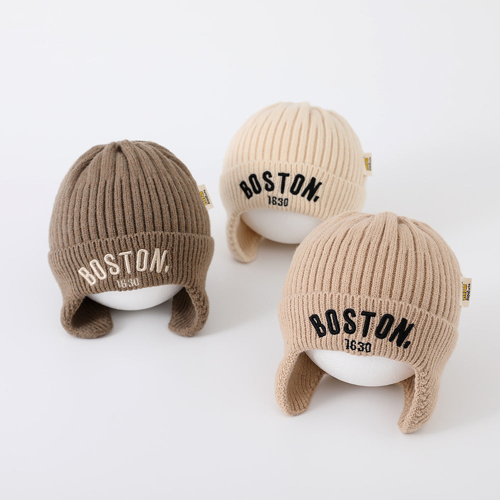 Letter Woolen Knitted Hat Gary Cloth Kids' Headwear