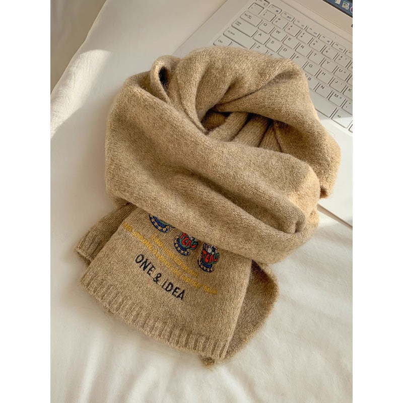 Women's Korean Wool Bear Soft Solid Color Scarfs