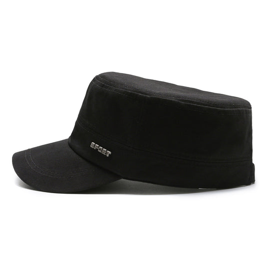 Men's Four Casual Twill Cotton Flat-top Simple Peaked Hats & Caps