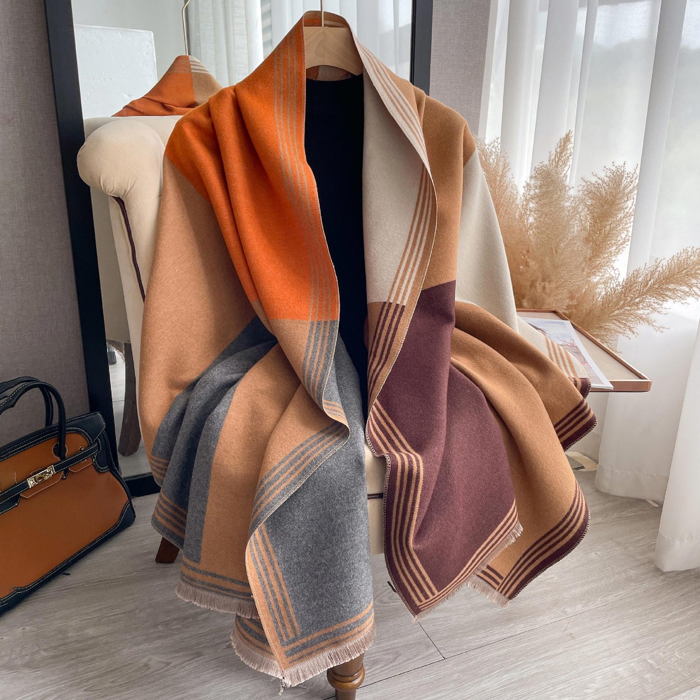 Women's Style Color Matching Fashion Artificial Cashmere Air Scarfs