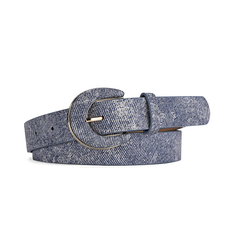 Women's Bag Buckle Lychee Pattern Simple Decorative Jeans Belts