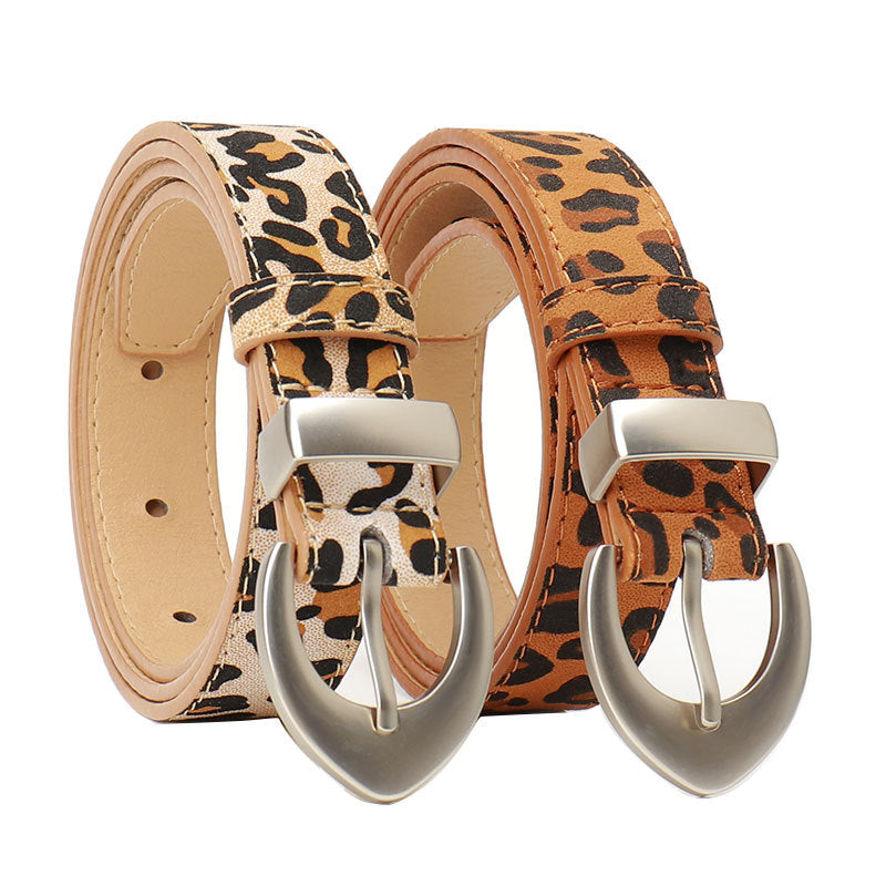 Women's Leather Leopard Print Dress Decorative Band Belts