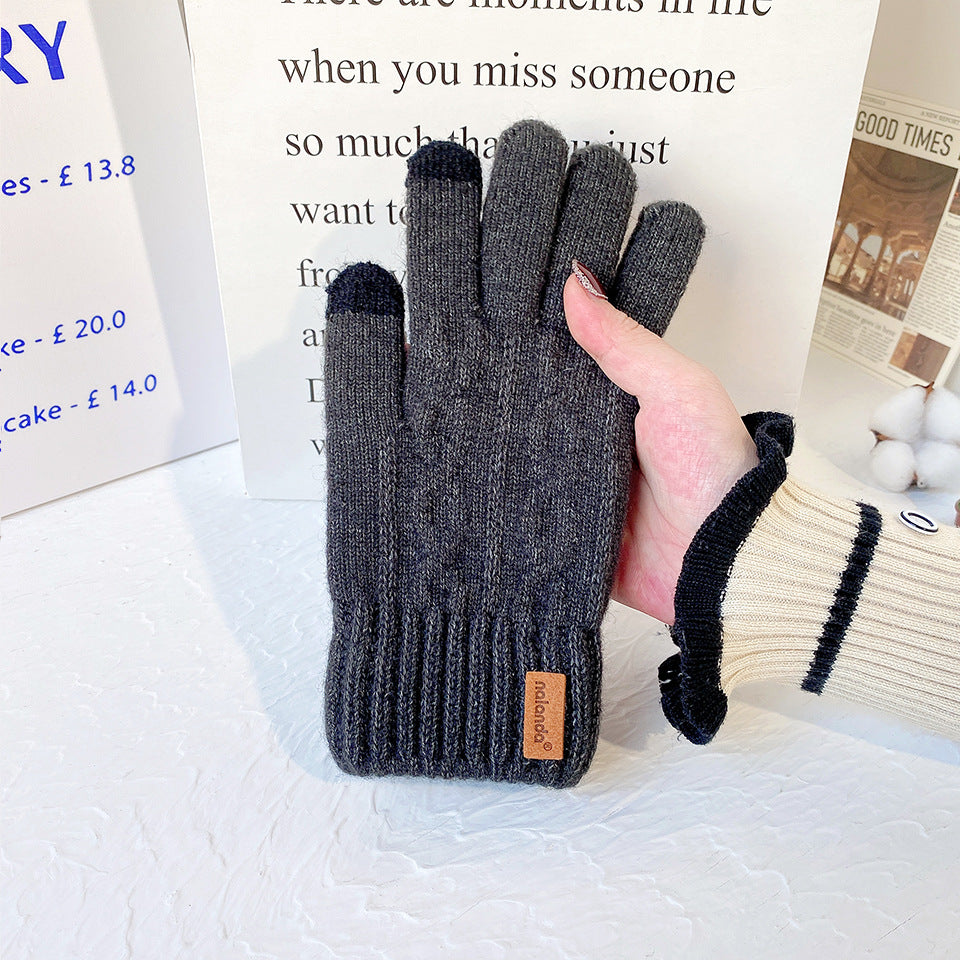 Men's Warm Winter Knitted Full Finger Twist Touch Gloves