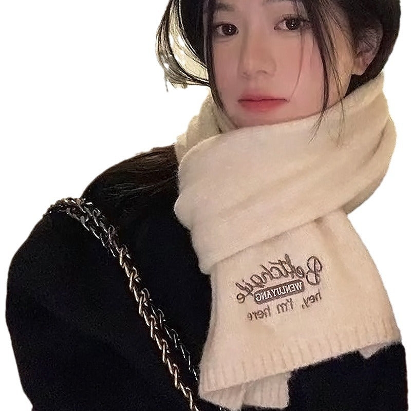 Women's Winter Versatile Atmosphere Knitted Letter Shawl Scarfs