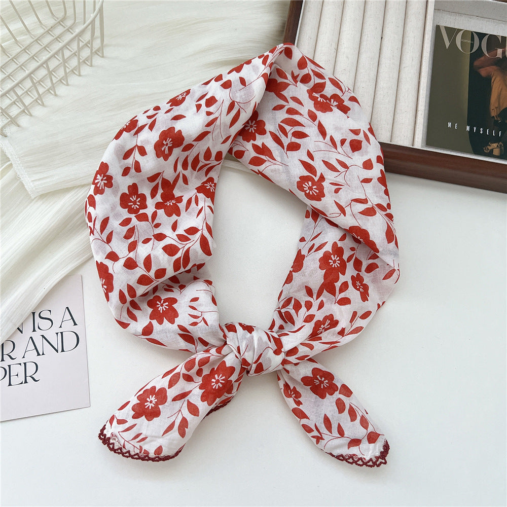 Women's Korean Style Small Square Towel Silk For Soft Scarfs