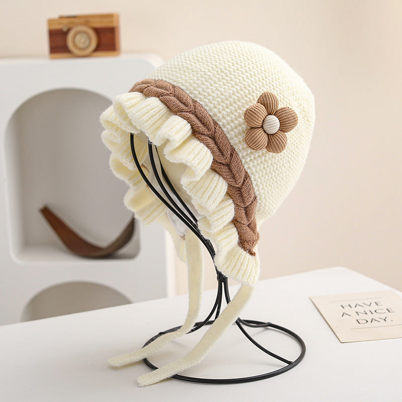 Hat Lace Earmuffs Knitted Woolen Warm Kids' Headwear