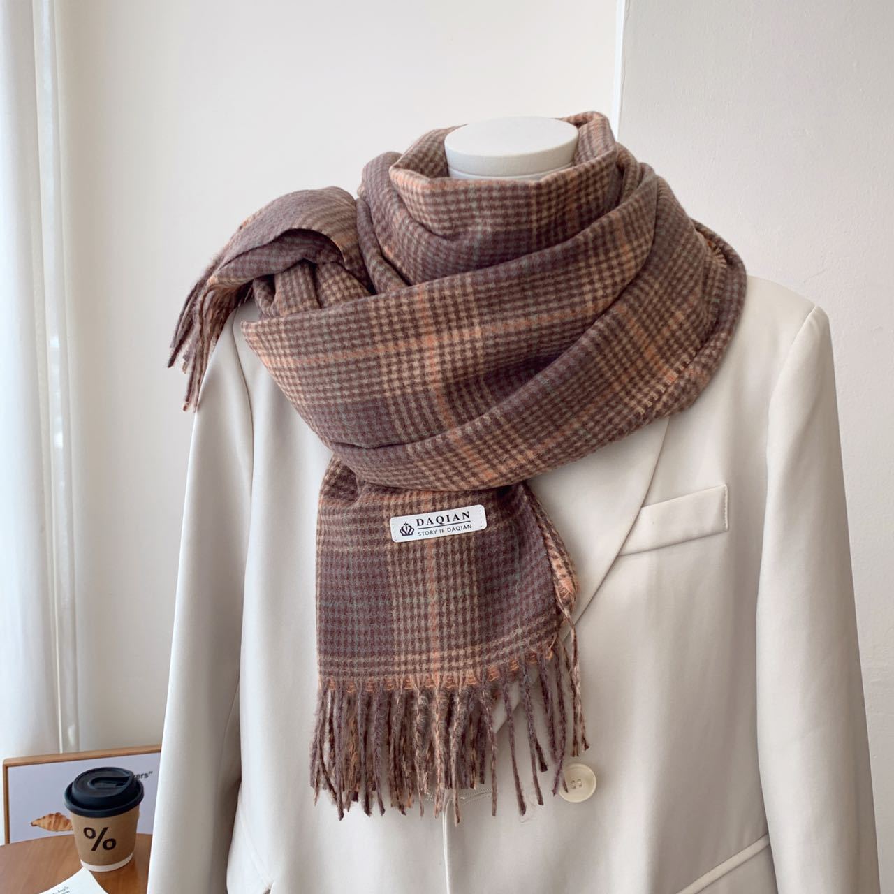 Women's High-grade Check Warm Korean Style Plaid Scarfs