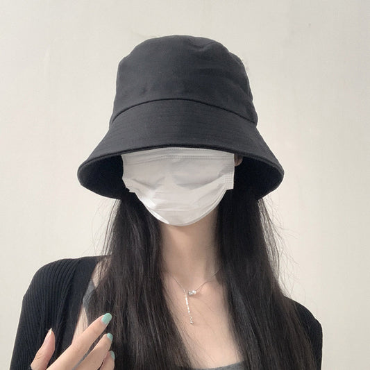 Women's Bucket Hat Summer Plain Face Black Adjustable Small Basin Hats & Caps