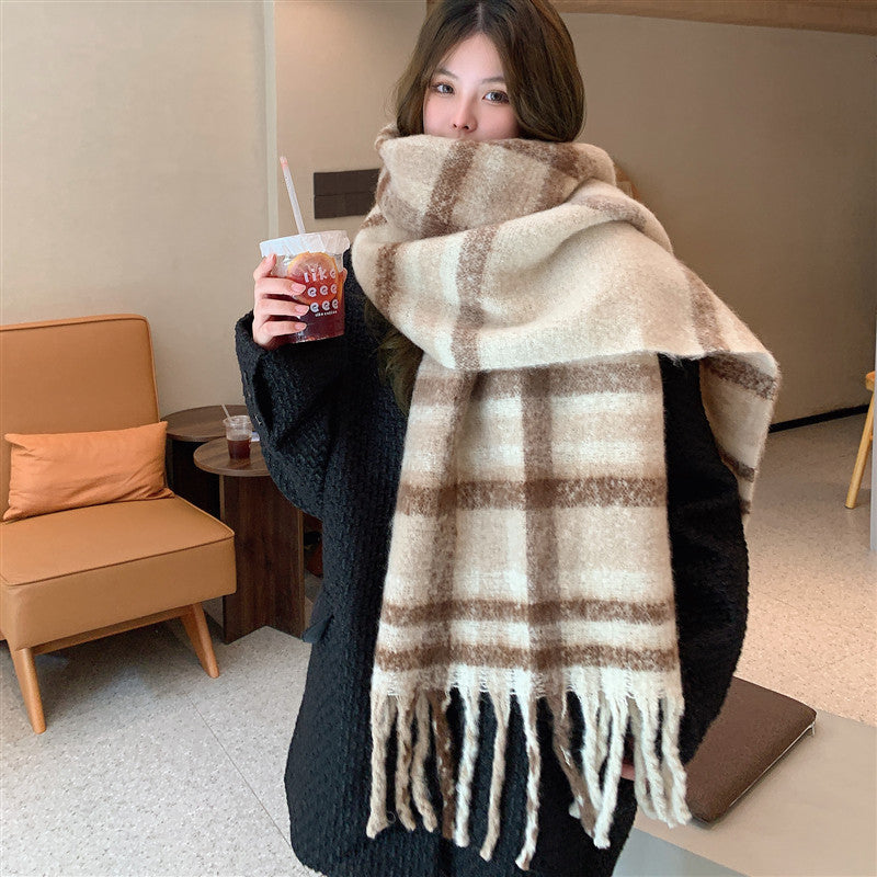 Women's Plaid Winter High-grade Thermal Knitting Shawl Scarfs