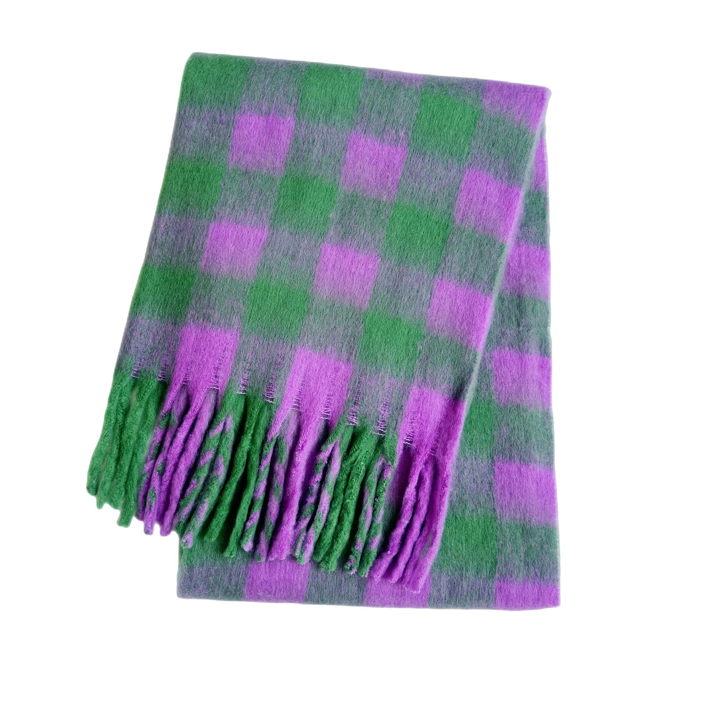 Women's Thick Color Thickened Double-sided Plaid Bib Scarfs