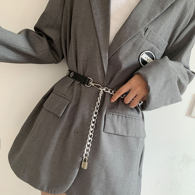 Suit Dress Thin Metal Lock Catch Waist Belts