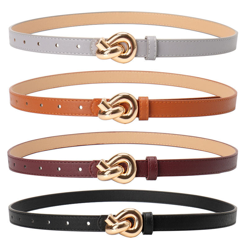 Women's High Sense Female Alloy Snap Button Knotted Belts