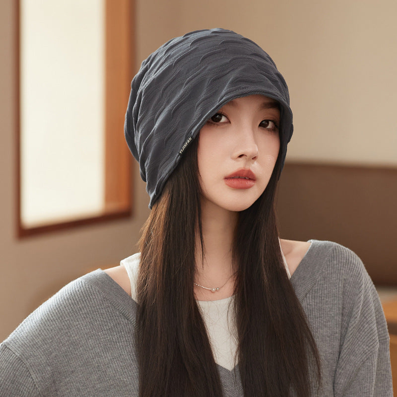 Women's Thin Striped Pleated Pullover Outdoor Simple Hats & Caps