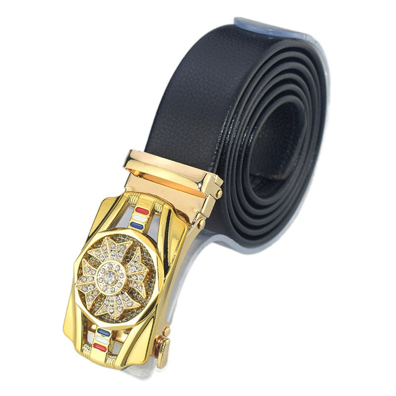 Men's On Leather Sports Car Good Luck Comes Automatic Belts