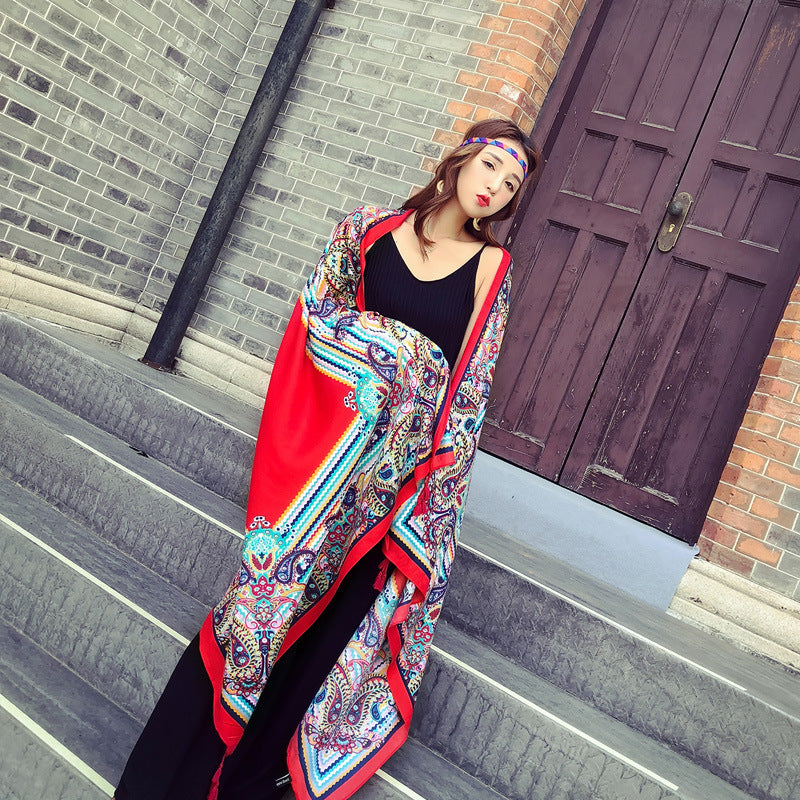 Ethnic Print Travel Outdoor Shawl Air-conditioned Scarfs