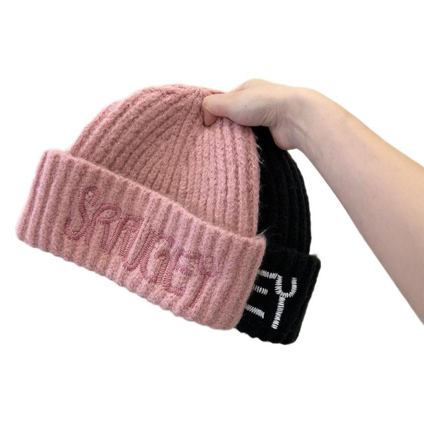 Embroidery Woolen Small Knitted Hat Pullover Keep Hats & Caps