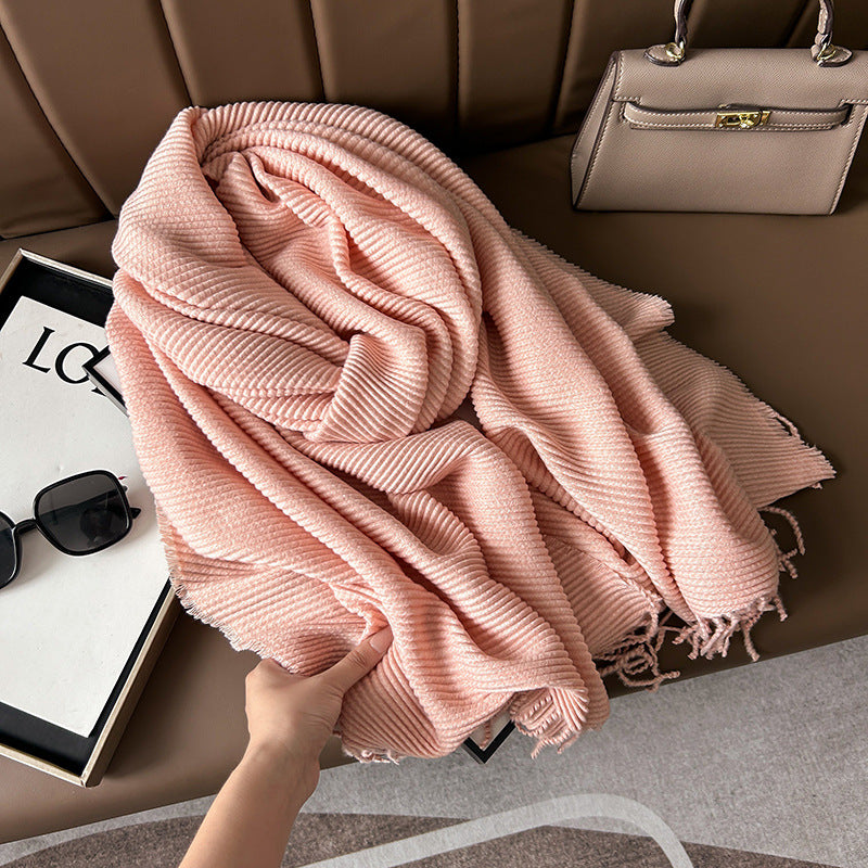 Women's Winter High-grade Korean Crumpled Solid Color Scarfs