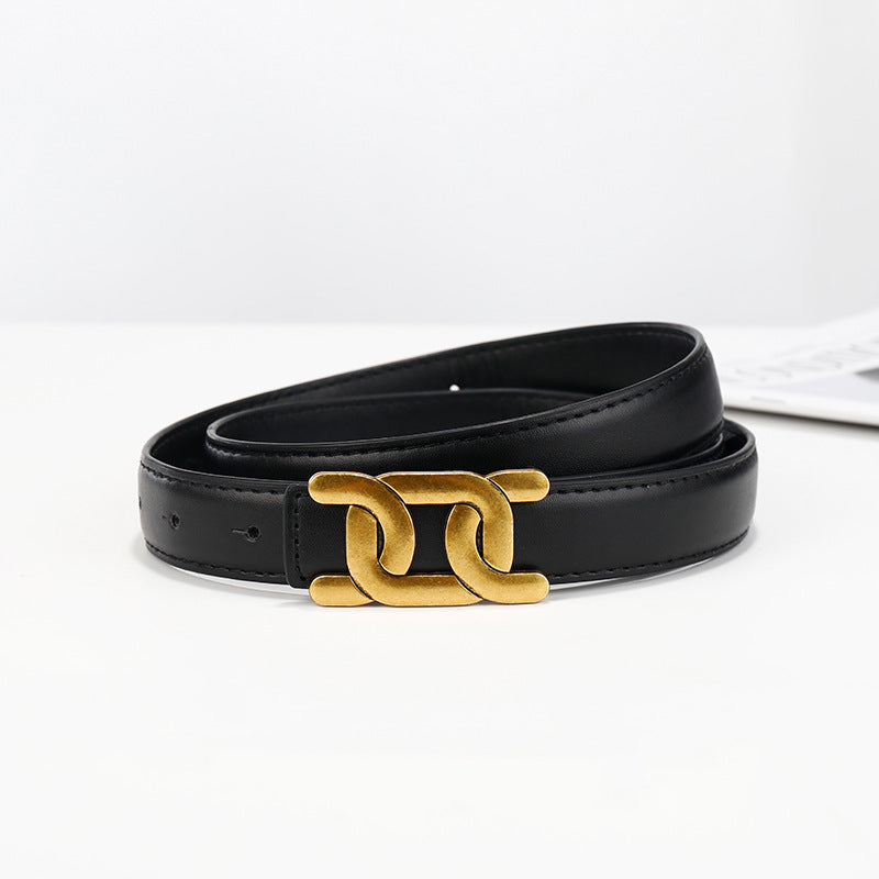 Women's Design Sense Niche Style Black Korean Belts