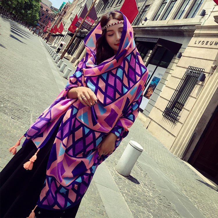 Ethnic Print Travel Outdoor Shawl Air-conditioned Scarfs