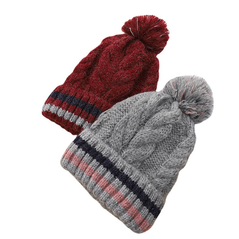 Women's Knitted Woolen Cute Fleece-lined Thickened Cold Protection Warm Hats & Caps