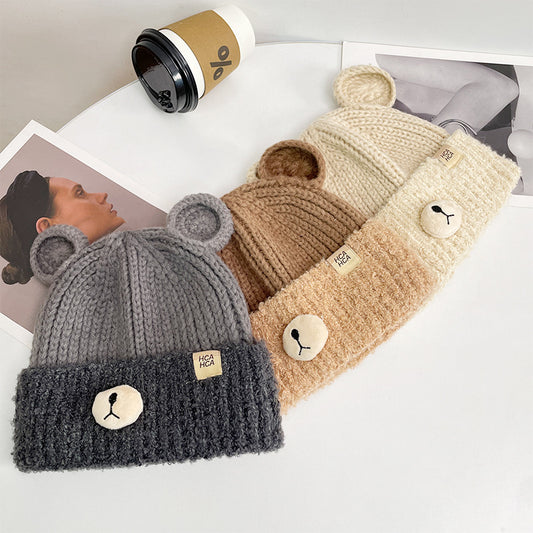 Women's Thick Warm Earflaps Sleeve Cute Knitted Hats & Caps