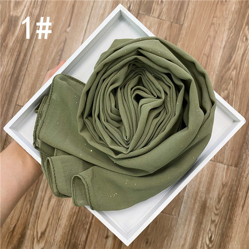 Women's Color Gold Sprinkling Chiffon Fashion Ethnic Scarfs