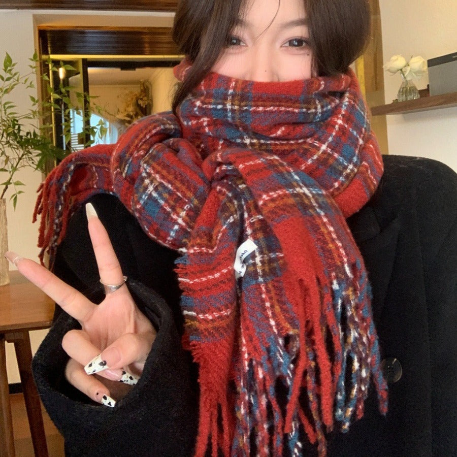 Women's Winter High-grade Plaid Korean Style Couple Scarfs