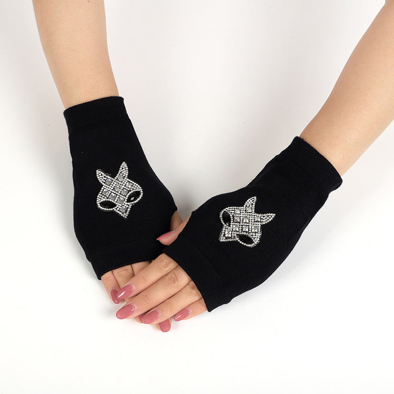 Women's & Men's Sailor Dance Open Finger Rivet Knitting Gloves