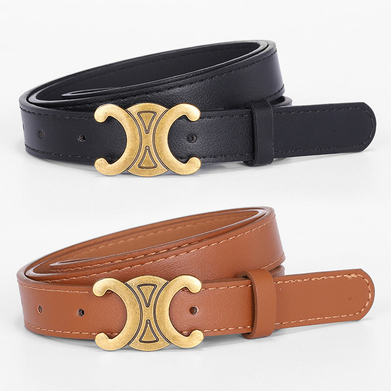 Women's Letters Smooth Buckle Jeans Decorative Fashion Belts