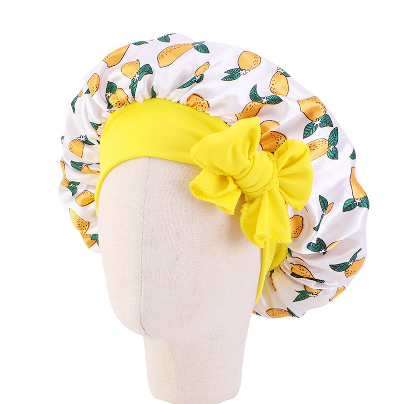 Popular Printing Satin Round Tam-o'-shanter Elastic Kids' Headwear