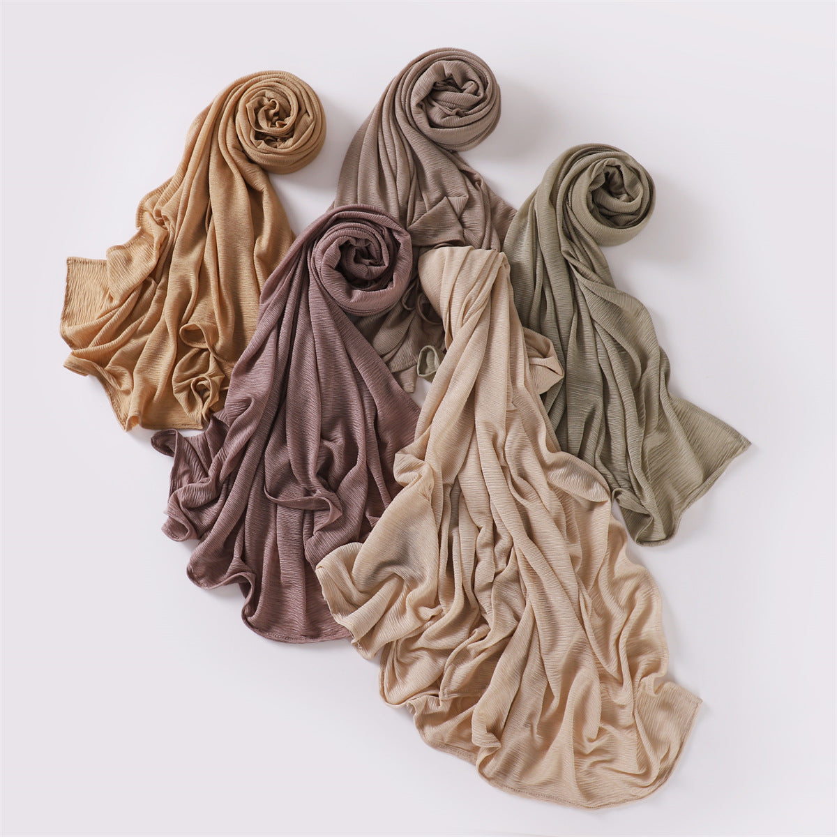 Women's Soft Solid Color Elastic Breathable Pleated Scarfs